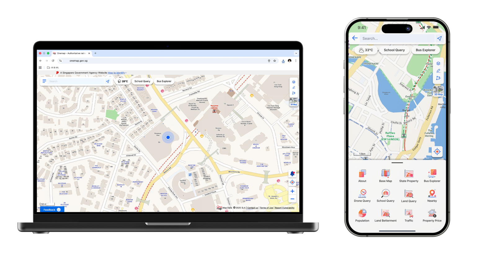OneMap is available on both desktop and mobile versions
